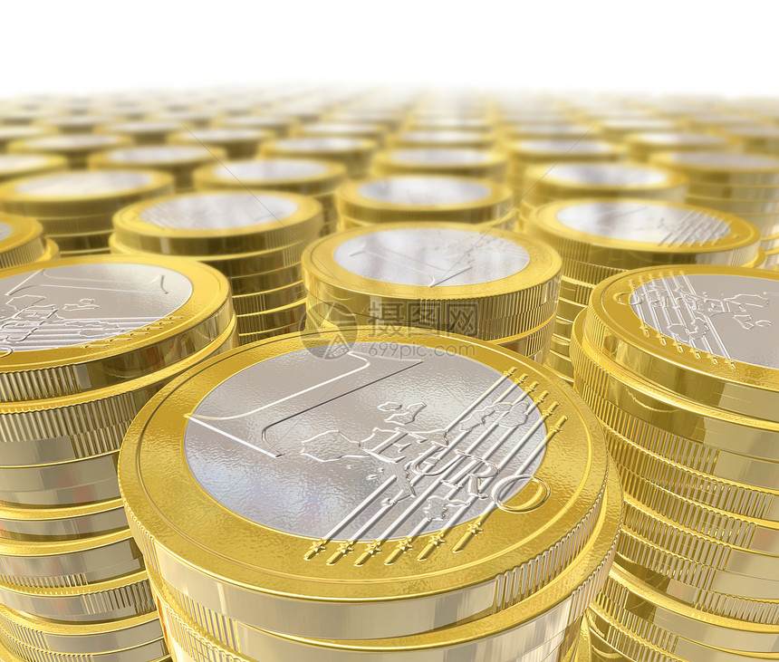一个欧元硬币经济货币插图大奖通货膨胀信用宝藏支付银行贸易图片