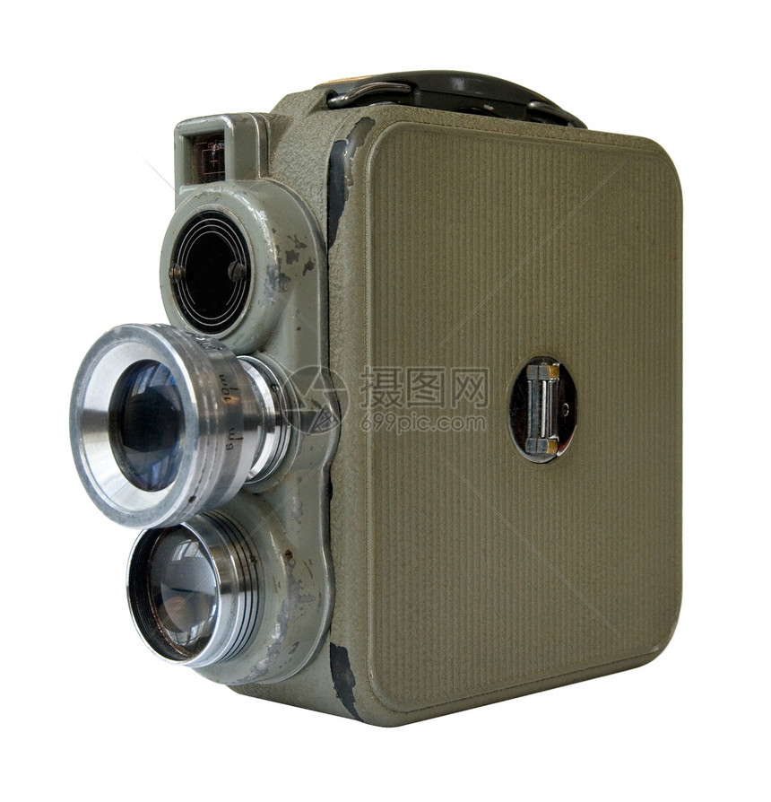 旧8毫米照相机设备电影业制片人相机运动卷轴摄影媒体镜片拍摄图片