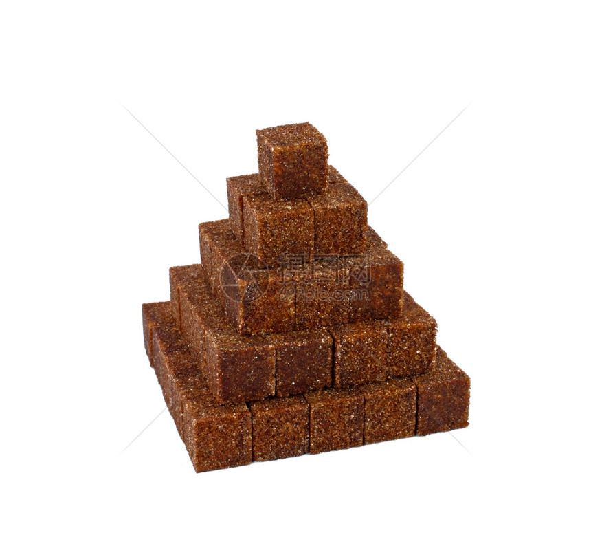 金字塔由糖块制成甘蔗食物棕色团体立方体褐色白色图片