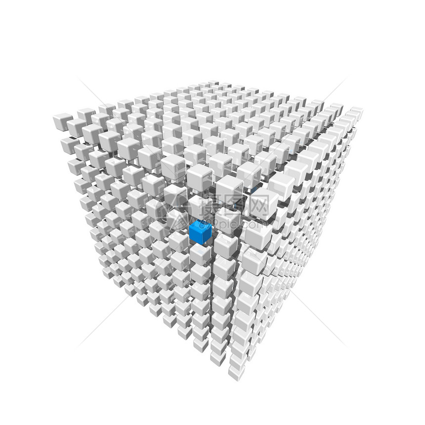 由小立方体组成的立方体电脑白色正方形计算机蓝色图形插图图片