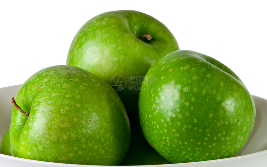 苹果小吃水果绿色食物陶瓷白色营养宏观农业图片
