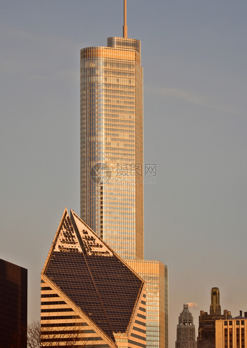芝加哥市中心市商业建筑街道办公室反射旅游都市建筑学景观城市图片