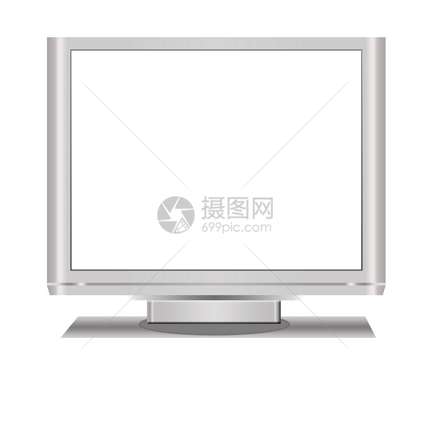 Blank Lcd 电视视频白色监视器灰色插图闲暇技术展示娱乐数字化图片