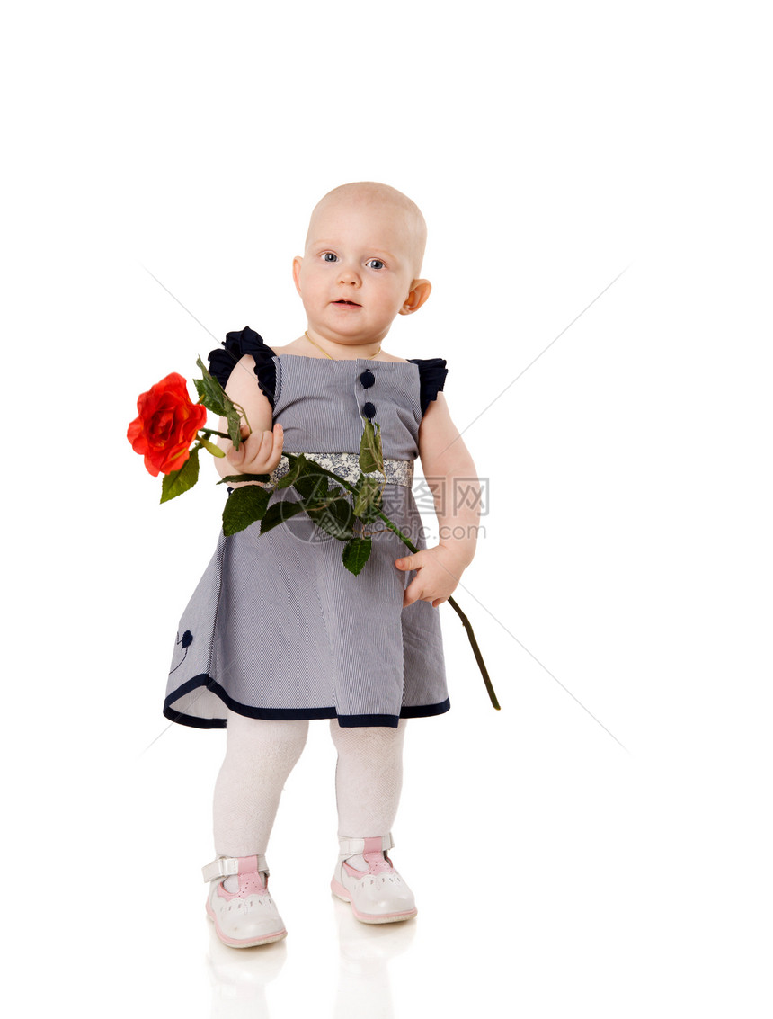 玩婴儿游戏玫瑰快乐喜悦孩子金发好奇心女孩白色婴儿乐趣图片