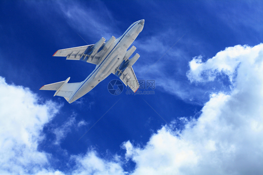 飞机客机运输蓝色旅行飞行器私人交通翅膀飞行喷射天空图片
