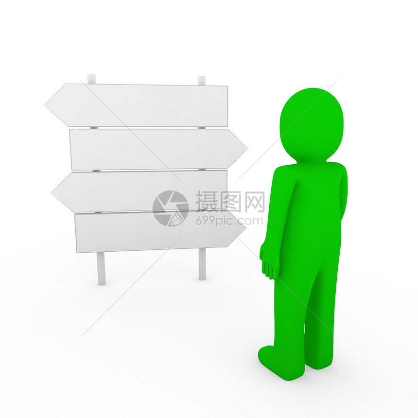 3d 人类绿色方向箭图片