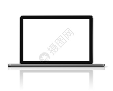 白上孤立的手提电脑电子工作监视器笔记本空白金属商业展示技术屏幕背景图片