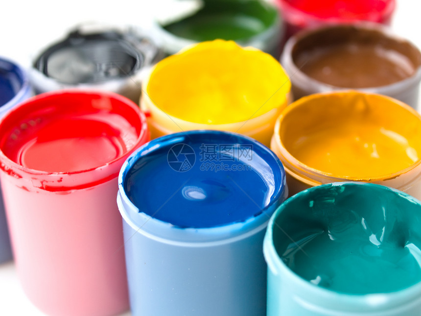 各种古阿沙油漆工作室水粉画调色板创造力绘画彩虹爱好艺术材料工作图片