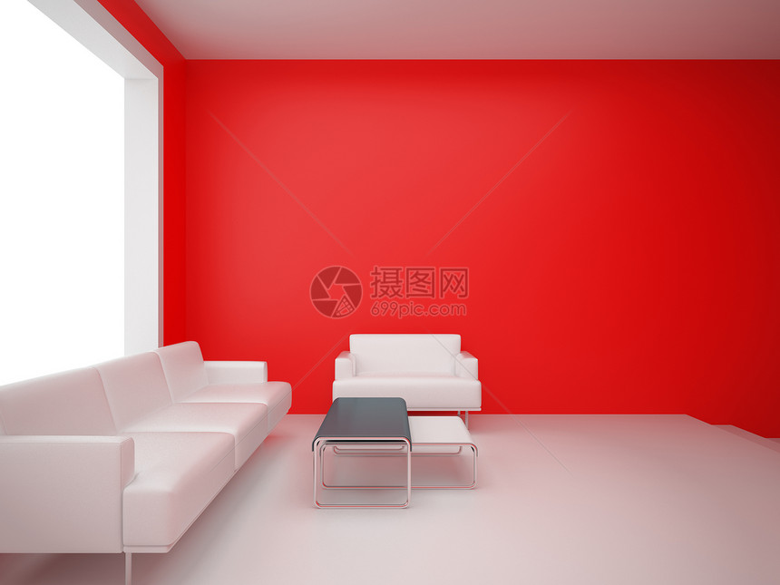内部的插图扶手椅桌子公寓渲染房间窗户风格沙发装饰图片