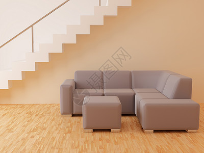 公寓渲染沙发扶手木地板插图装饰扶手椅地面房子房间背景图片