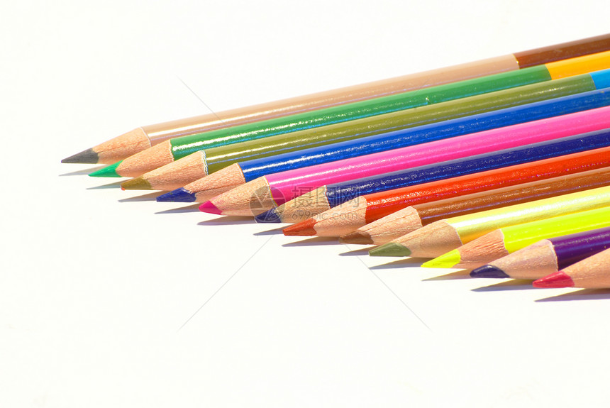 彩色铅笔橙子彩虹木头紫色绿色学校粉色光谱活力蓝色图片