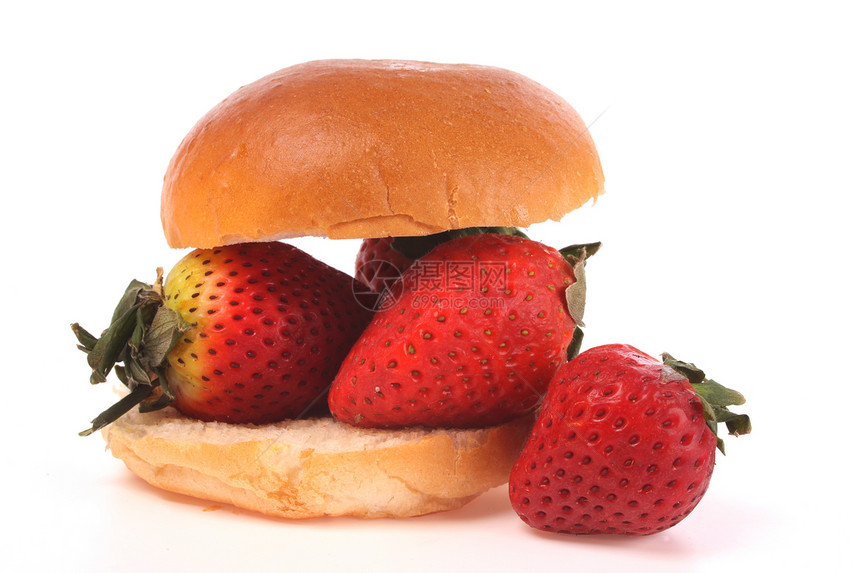 桑威奇美食饮食营养包子叶子养分果味红色宏观水果图片