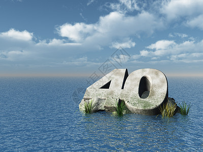 40个纪念碑岩石数学地平线纪念日数数生日插图海洋庆典多云背景图片