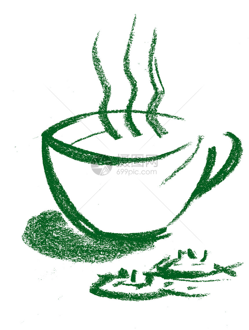 素描的热杯和饼干 1餐具装饰咖啡厅杯子盘子插图框架活力陶瓷风格图片