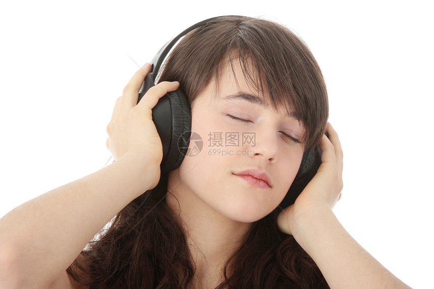 耳听器打碟机享受喜悦立体声闲暇女士头发女孩休息玩家图片