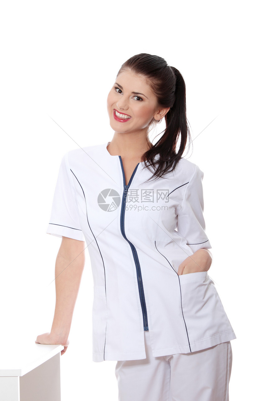 女医生或女护士医师微笑工人从业者卫生职业工作诊所学生女孩图片