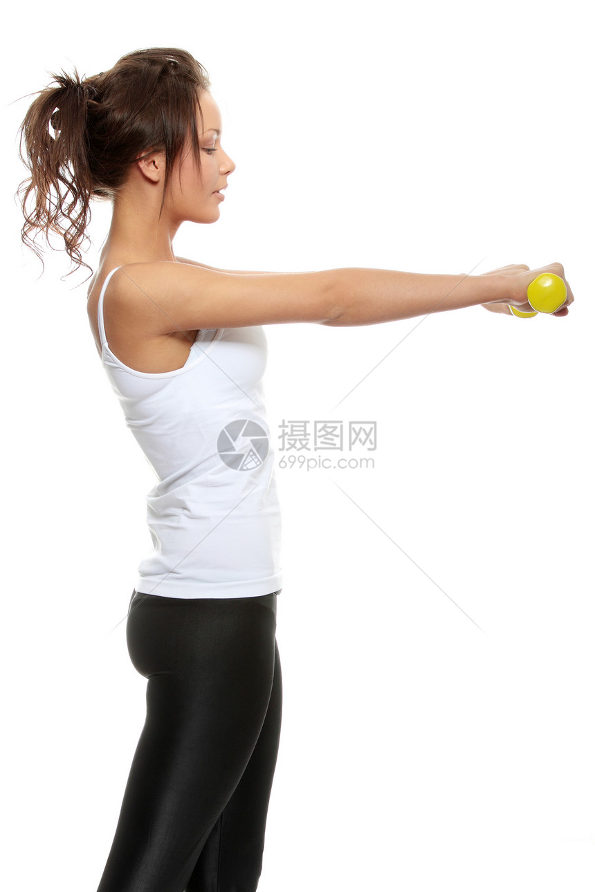 执行中健身哑铃有氧运动重量活力闲暇娱乐女孩女性训练图片