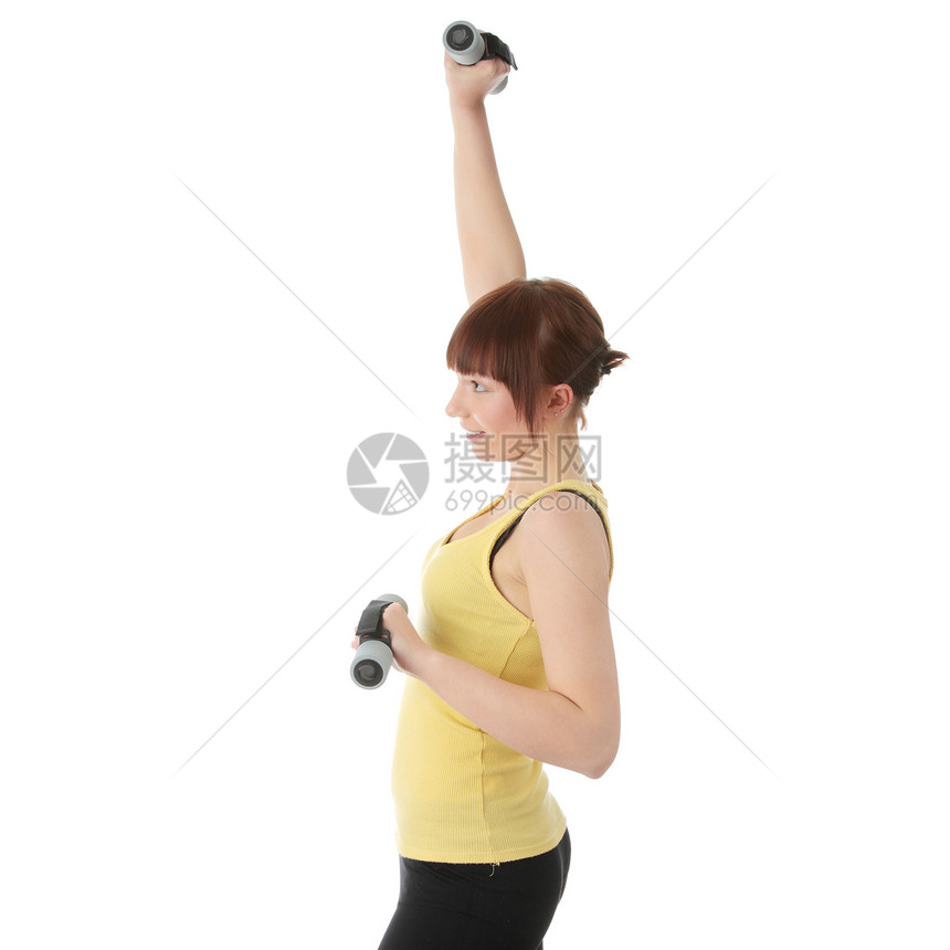 适合性运动员运动哑铃女士权重活力健身身体训练娱乐图片
