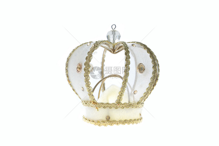 带有剪切路径的金冠金属领导白色皇室贵族人物王子皇家小路帽子图片