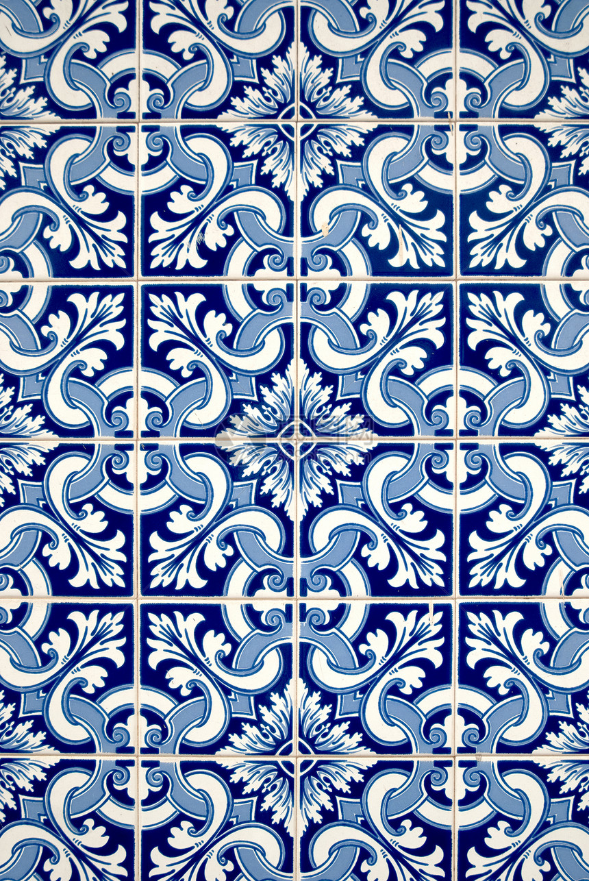 葡萄牙玻璃色的蓝色瓷砖细节房子地面马赛克建筑正方形艺术墙纸陶瓷几何几何学图片