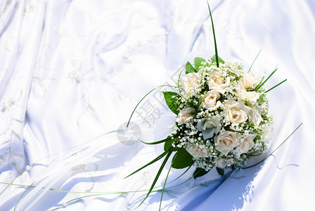 婚前花束庆典玫瑰新人新娘白色妻子婚礼仪式裙子背景图片