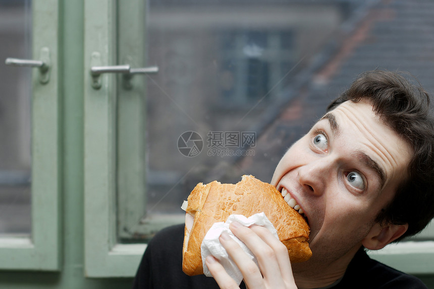 吃饮食食物减速头脑眼睛傻子食欲学生男人乐趣图片