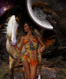 美国丽人可爱的阿帕奇酋长高清图片