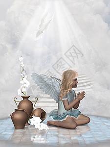 天使信仰希望祈祷天使女孩们鸽子教会圣经信仰孩子们上帝天堂福音孩子背景