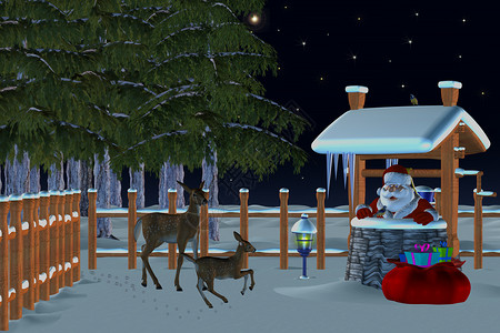 森林中的圣诞节背景图片