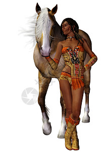 美国丽人动物储备女士野马儿战绘哺乳动物文化领土羽毛骑术背景
