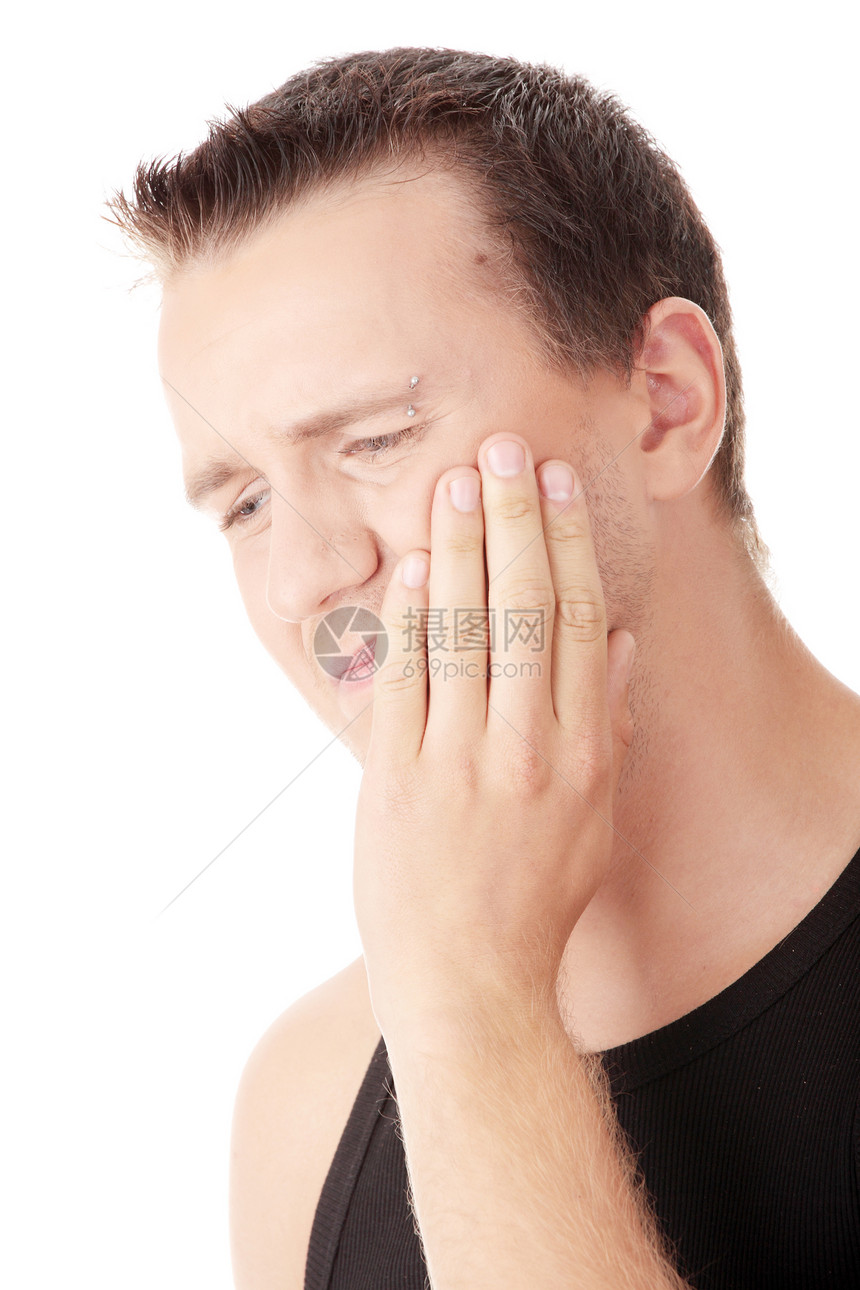 男人与痛苦假期男性牙齿牙医青年圆顶信仰白色震惊惊奇图片