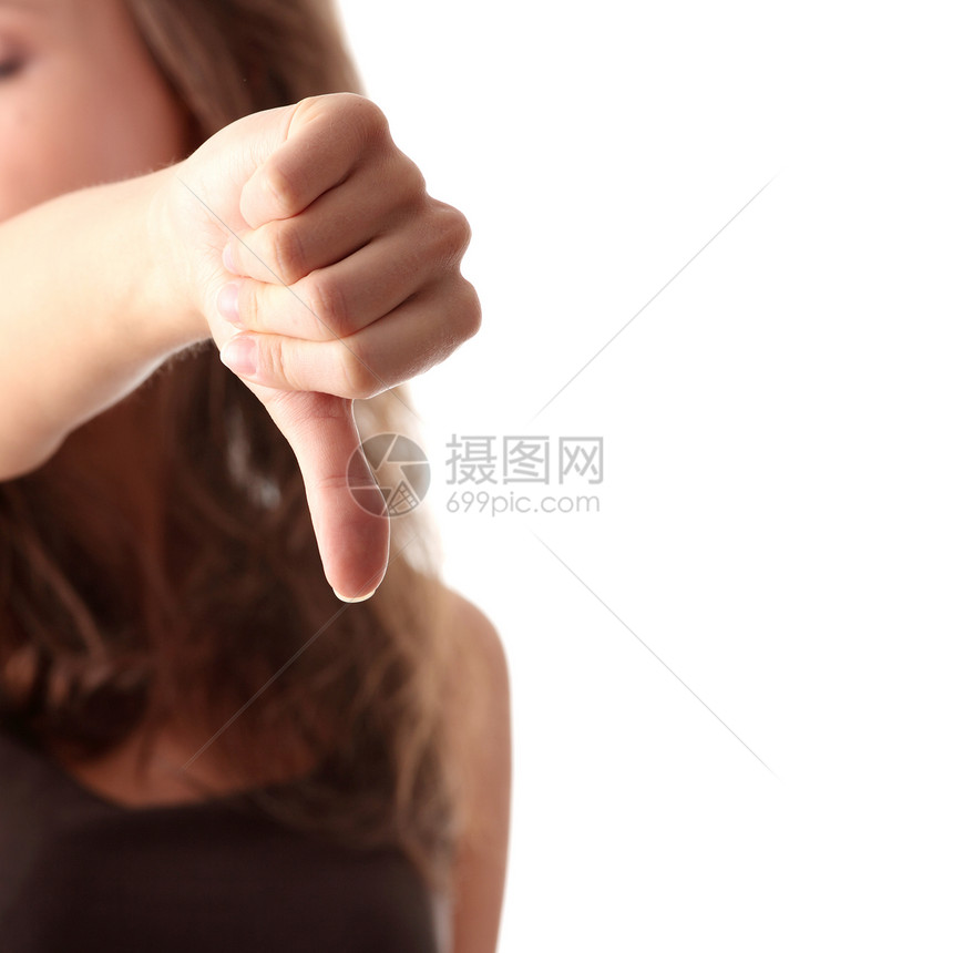 缩略图向下打败女性失败衰退女孩丢弃女士手指白色手臂图片