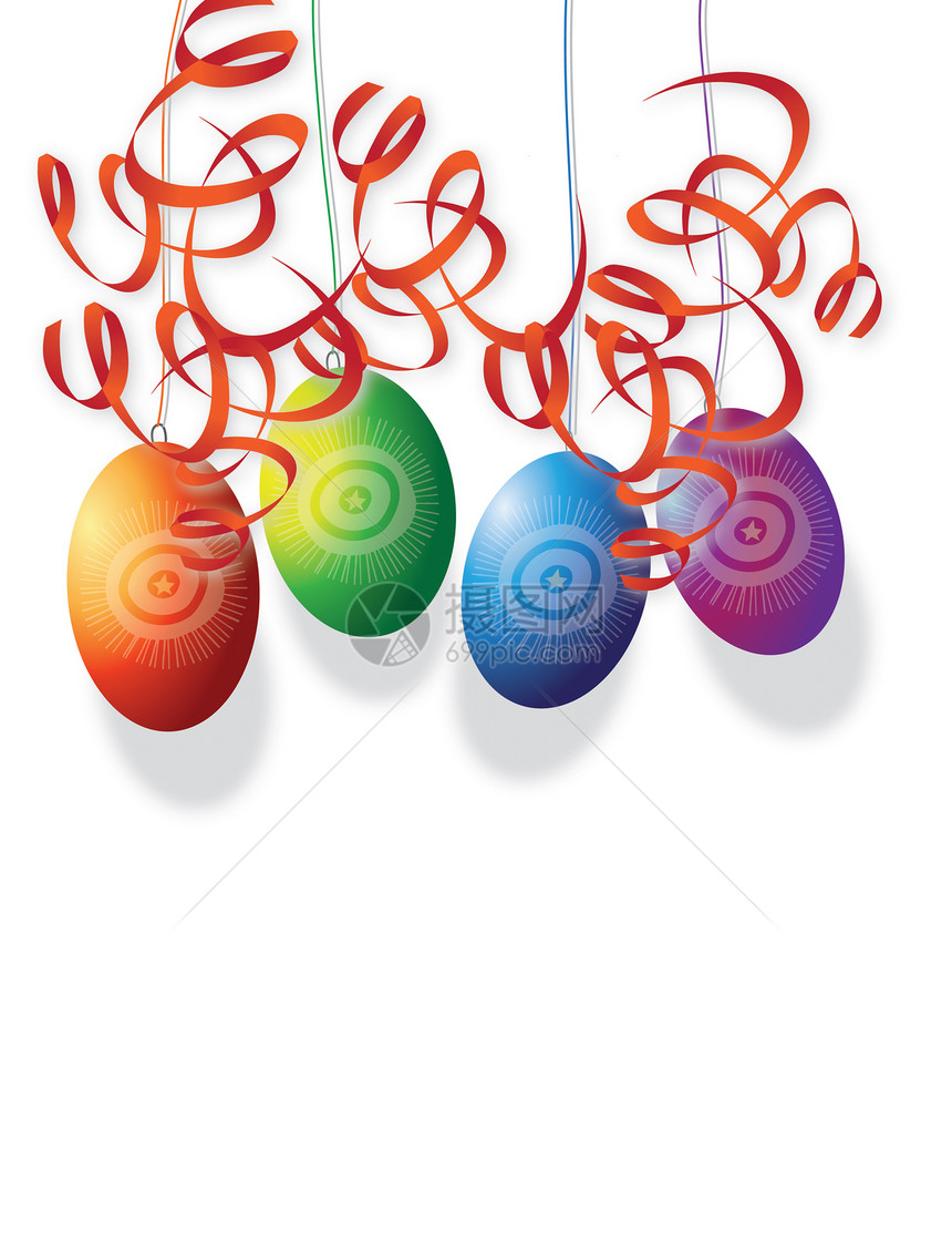 复活节鸡蛋白色插图绿色季节性紫色橙子图片