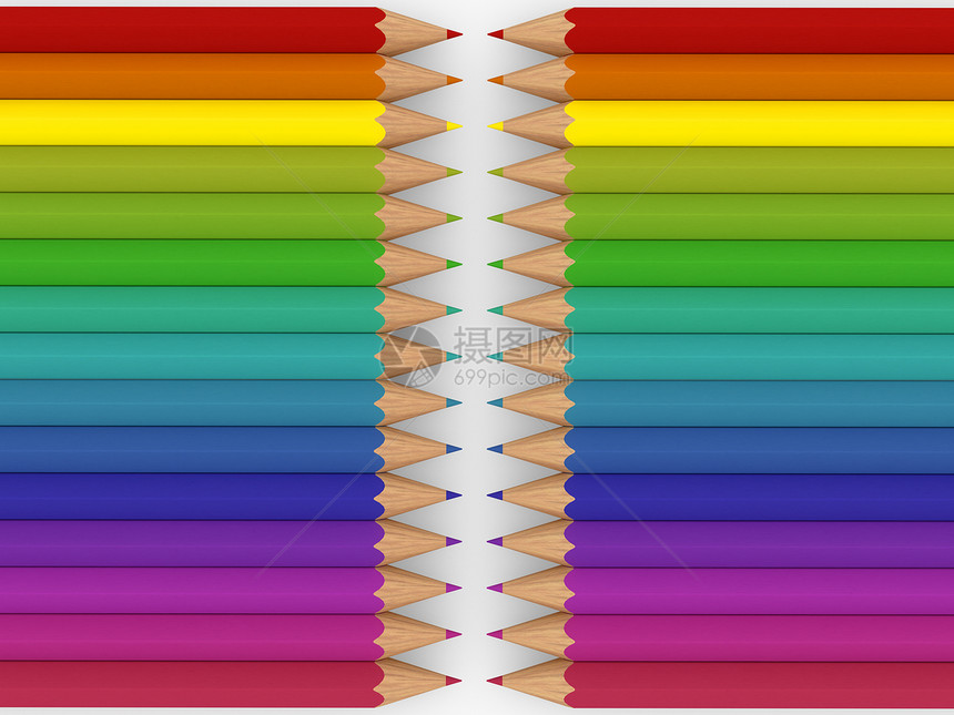 3d 彩色铅笔光谱宏观绘画教育彩虹紫色孩子办公室工作团体图片