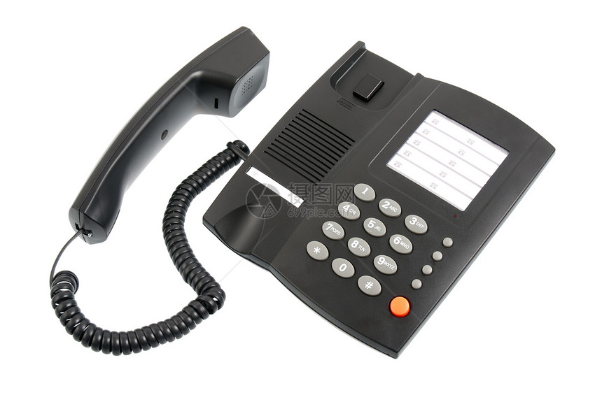 黑色电话键盘嗓音固定电话技术商业塑料白色全球电缆会议图片