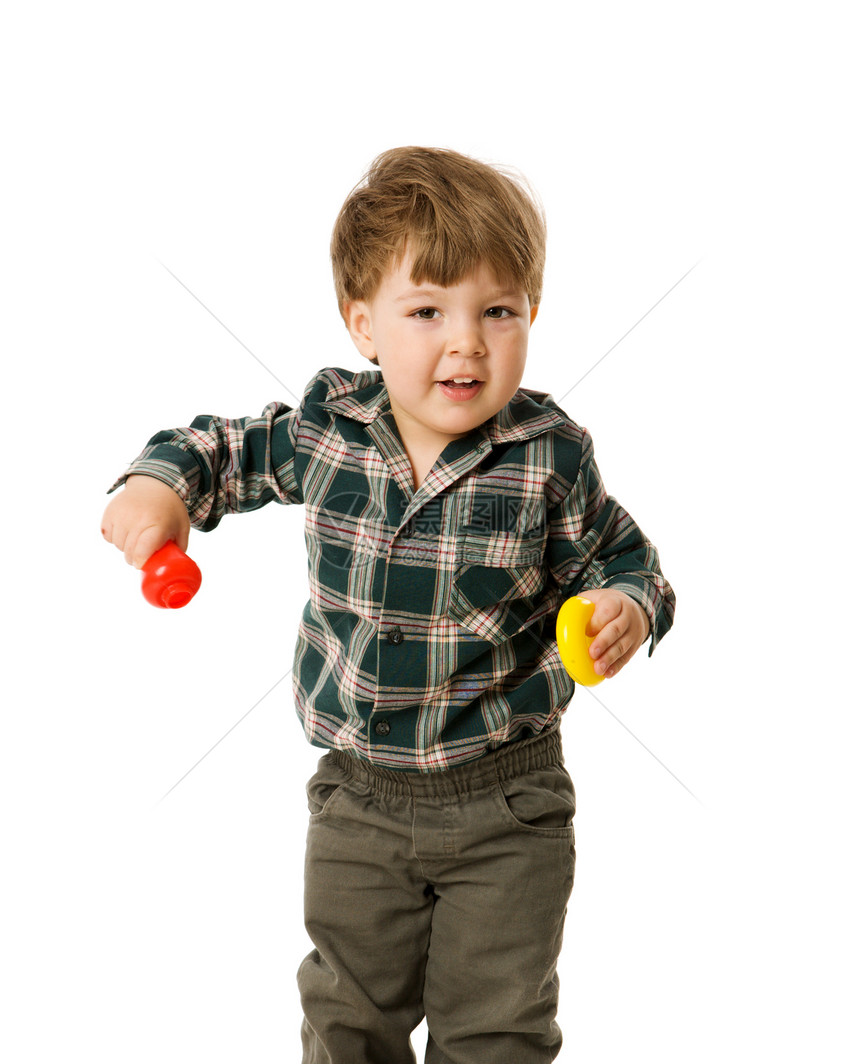 2岁男孩休闲玩具乐趣幸福追求白色愿望儿童金发闲暇图片