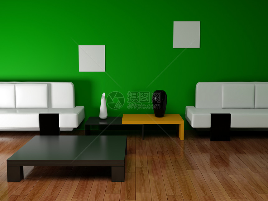 绿室椅子风格公寓房间桌子装饰插图地面沙发木地板图片