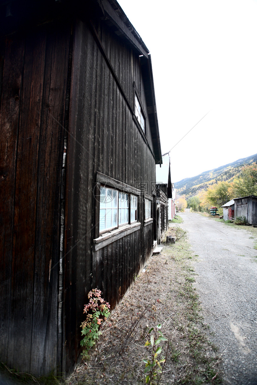 不列颠哥伦比亚北部的原木建筑电报住宅风化场景木头风景观光房屋旅行图片