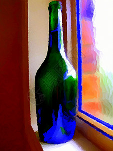 酒瓶奢华饮料液体酒精反射绿色背景图片