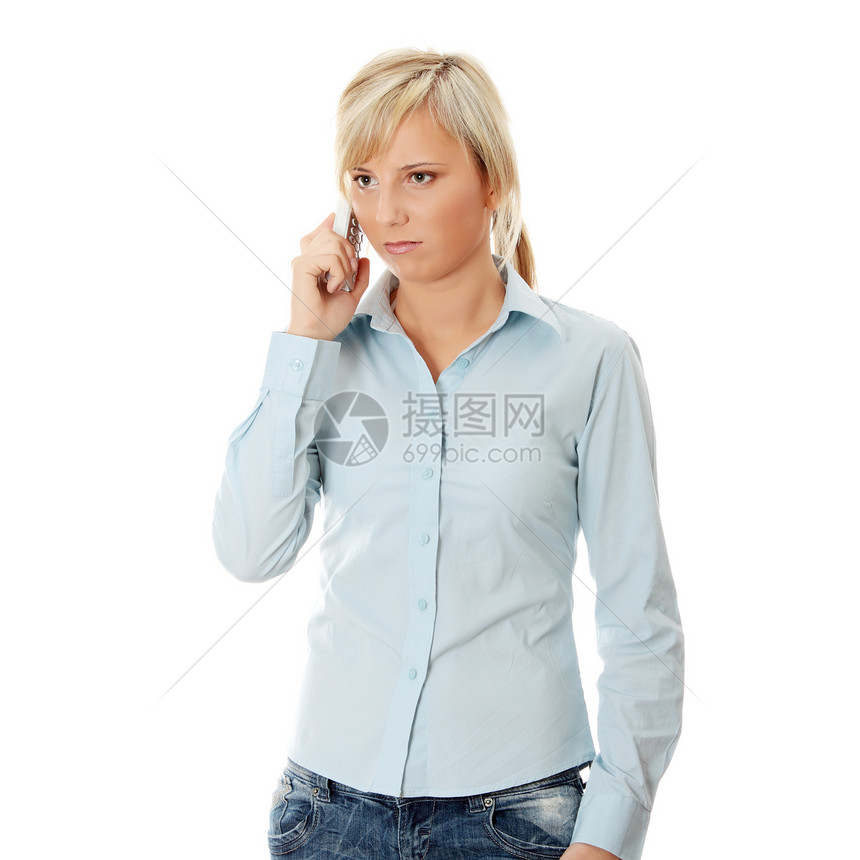 有无线电话的妇女女士人士喜悦坏消息女性成人技术呼唤工作商务图片