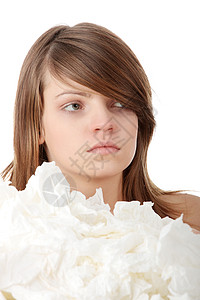 粗药品喷嚏头发手帕症状卫生发烧过敏女性鼻子背景图片