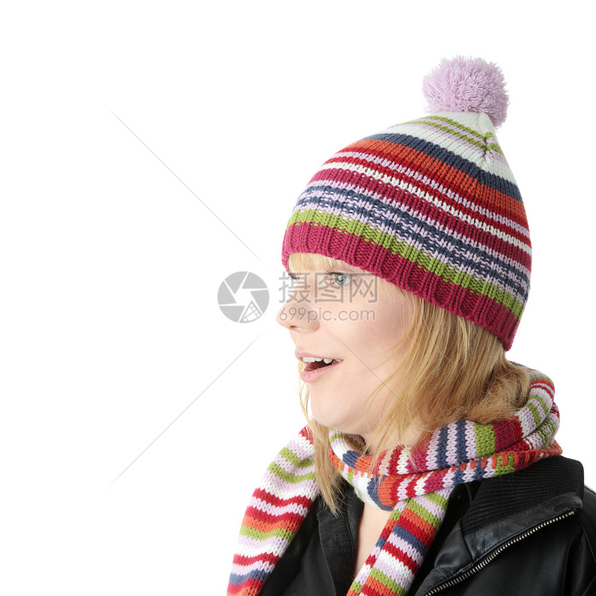 冬季妇女帽子女士女性青年青少年皮肤围巾紫色眼睛女孩图片