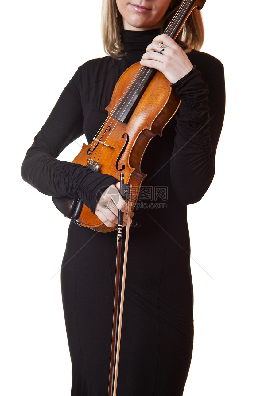维奥拉工作室女性音乐家小提琴手演员工具裙子爱好黑色旋律图片
