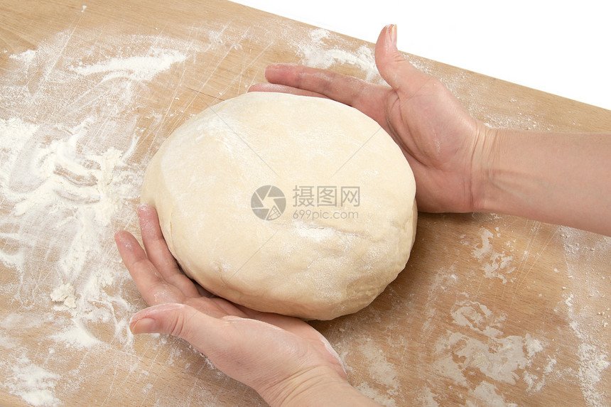 Kneading 面金厨房面粉食物烘烤女士烹饪手指面包师生活图片