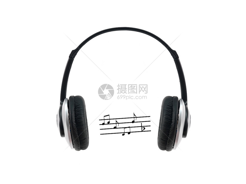 耳听器噪音笔记白色音乐灰色耳机声波海浪阴影插图图片