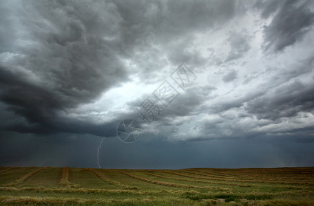 萨斯喀彻温的暴云和闪电高清图片