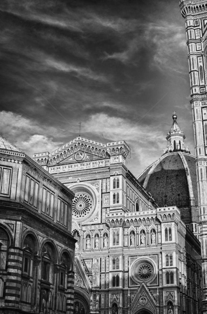 佛罗伦萨的艺术和建筑天空建筑学城市旅游地标旅行蓝色天际丘陵教会图片