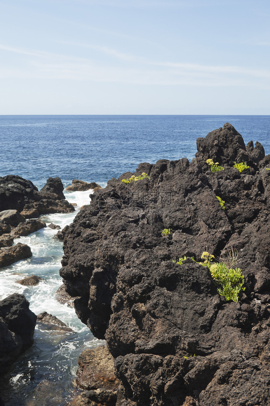 火山岩蓝色海景地质海岸火山风景石头地质学海岸线岩石图片