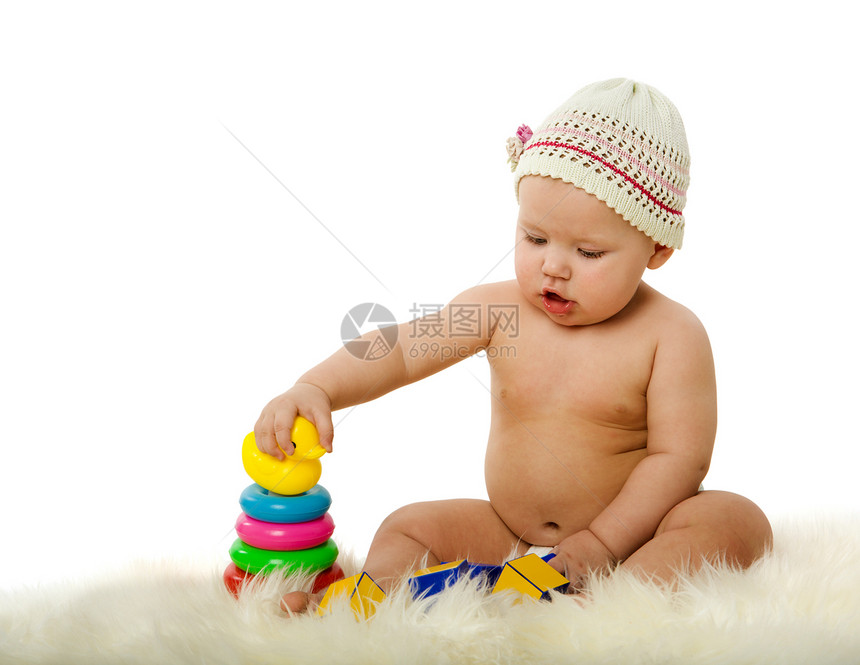 儿童玩儿金发喜悦毛皮女孩幸福婴儿玩具帽子孩子乐趣图片