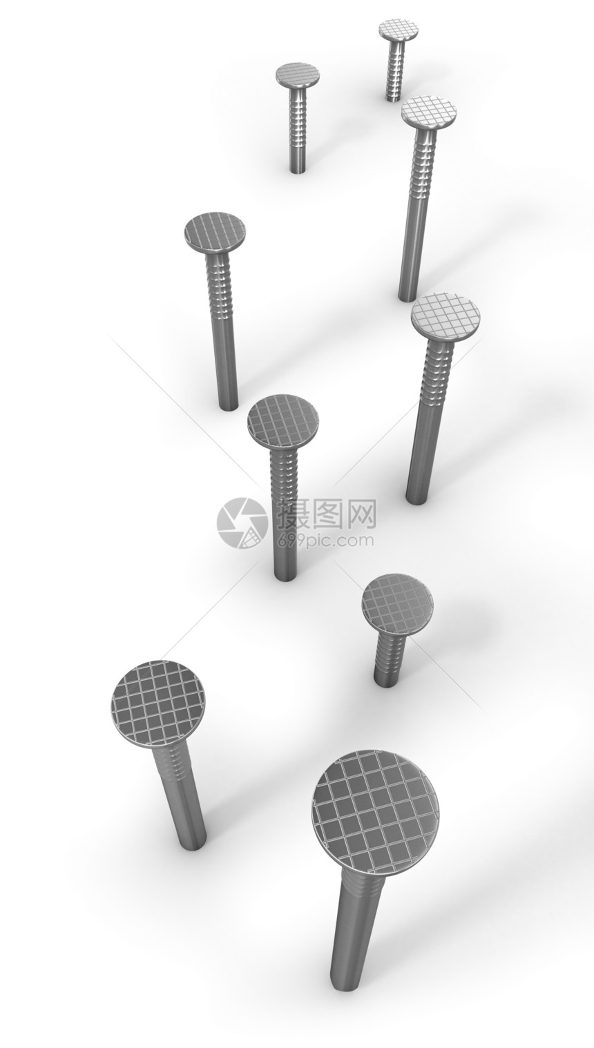 白上孤立的锤铁钉路径图片